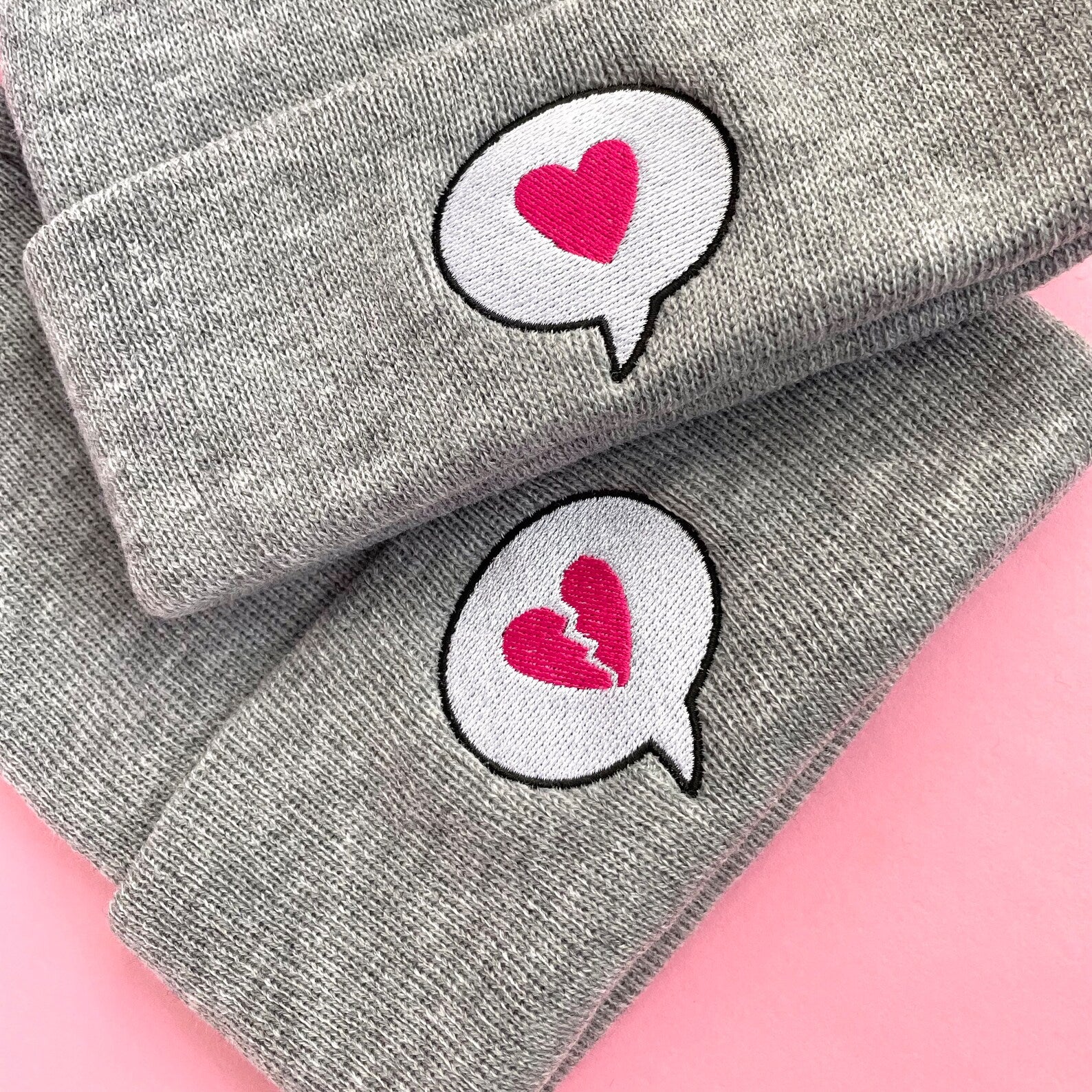 HEART SPEECH BUBBLE EMBROIDERED BEANIE