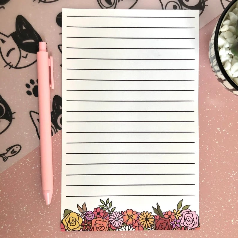 COLORFUL FLORAL NOTEPAD, 50 SHEETS