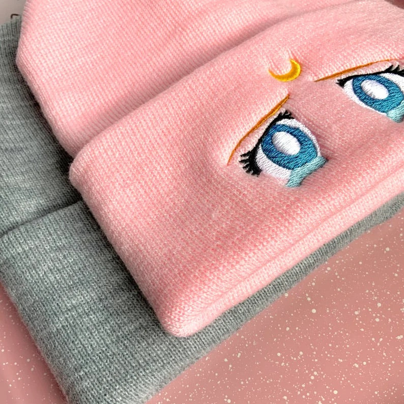 CRYING SAILOR MOON EYES EMBROIDERED BEANIE