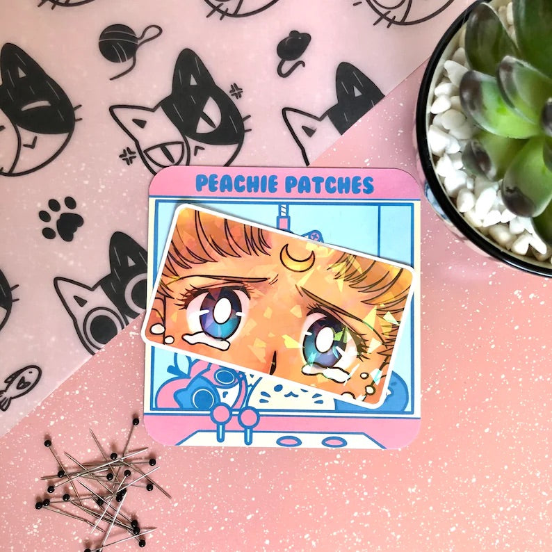 CRYING SAILOR MOON HOLOGRAPHIC CRACKED ICE LAPTOP STICKER