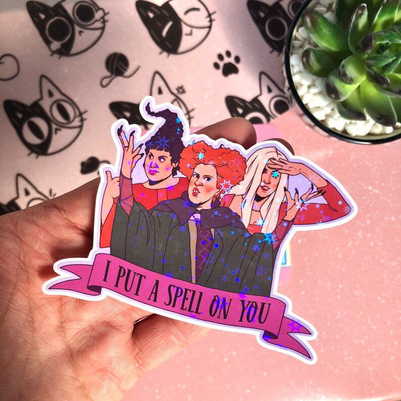 I PUT A SPELL ON YOU SANDERSON SISTERS HOLOGRAPHIC STAR LAPTOP STICKER