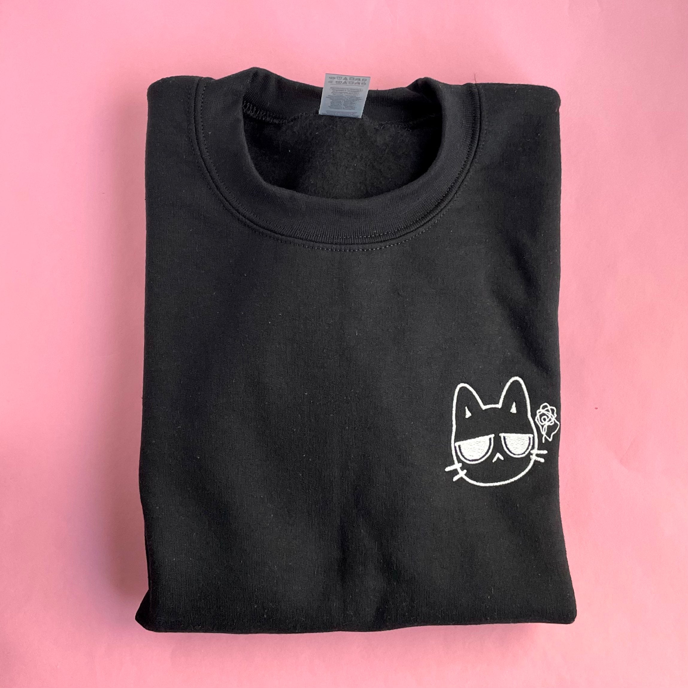 CHOOSE YOUR CAT EXPRESSION EMBROIDERED SWEATSHIRT, ADULT UNISEX