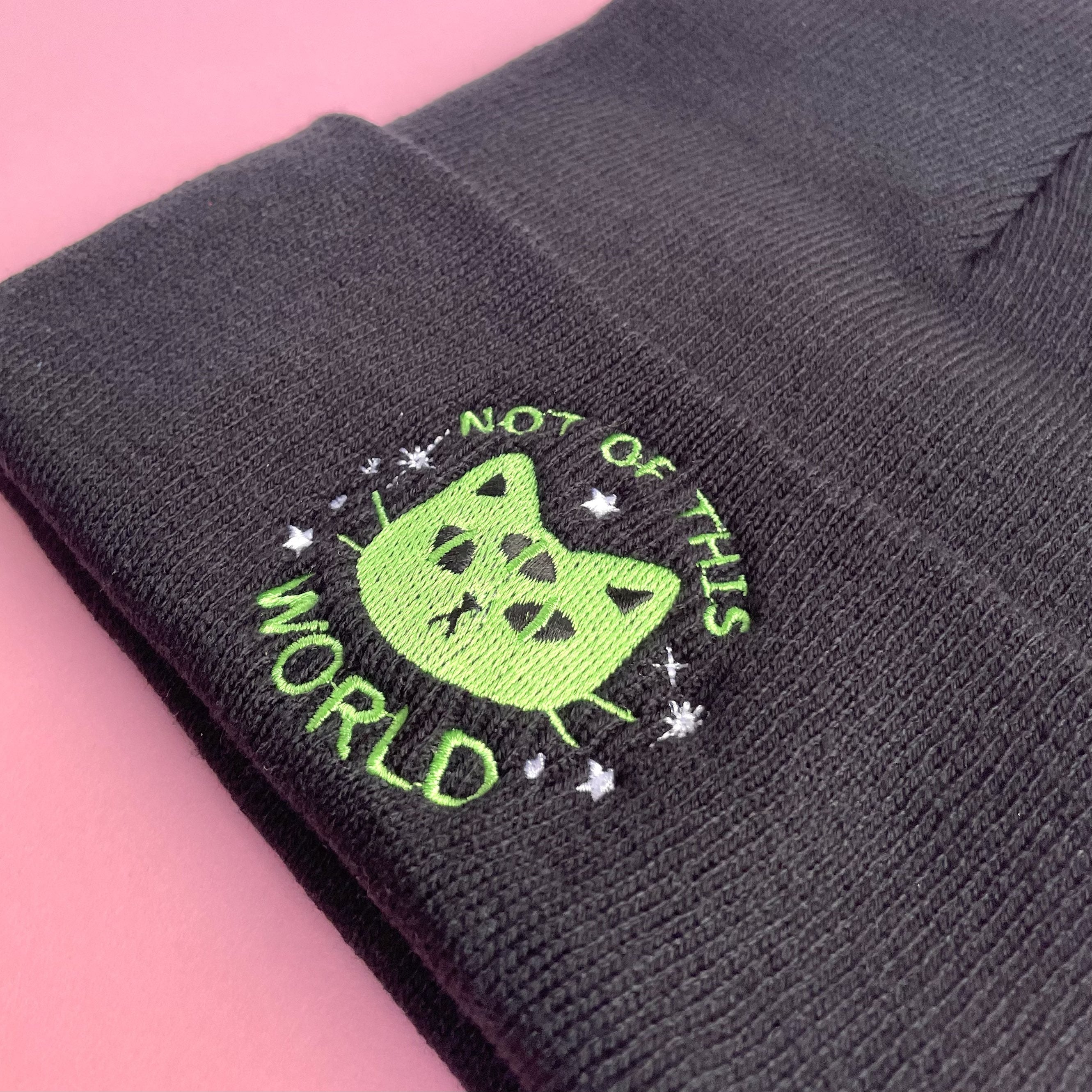 NOT OF THIS WORLD - ALIEN CAT EMBROIDERED BEANIE