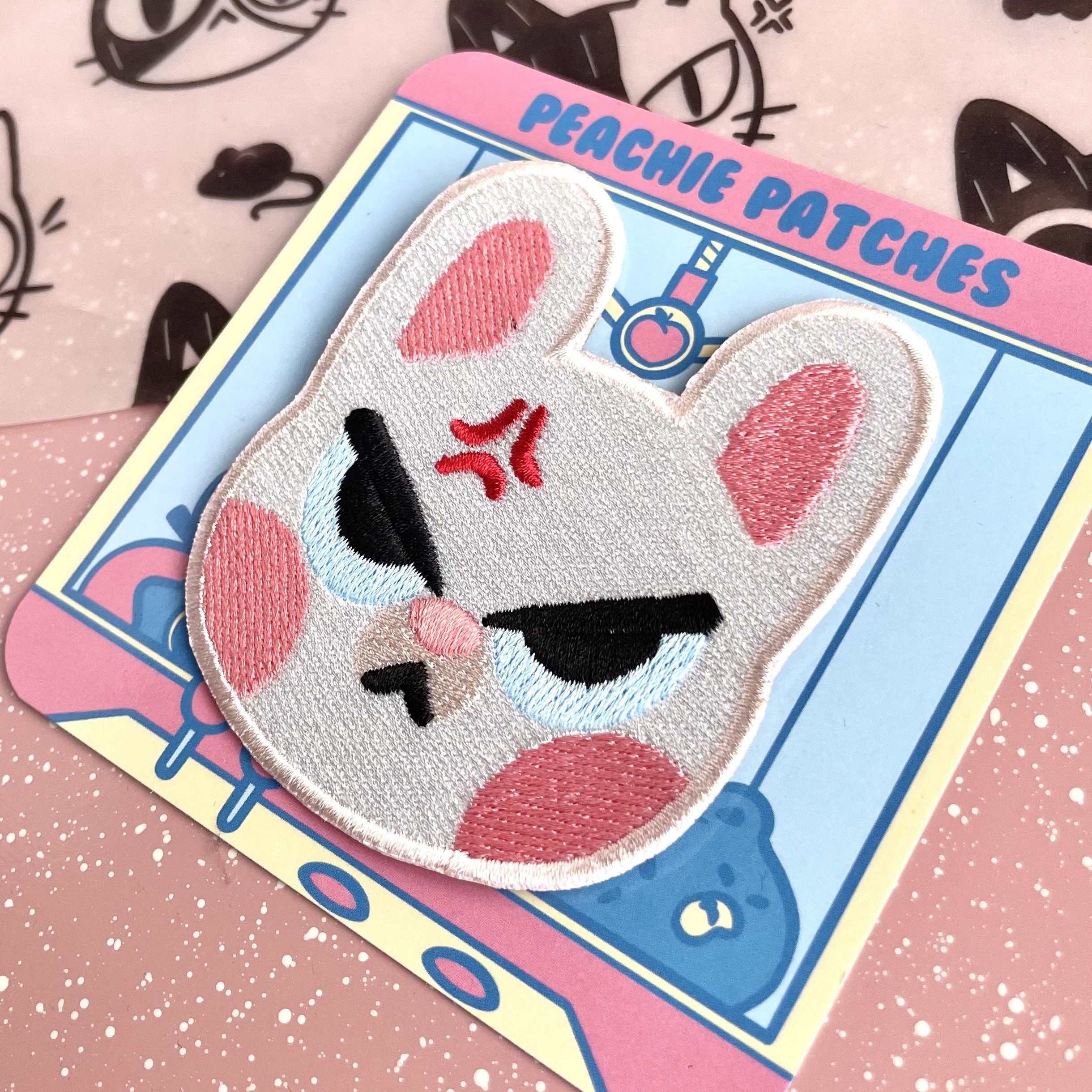 ANGRY BUNNY EMBROIDERED IRON ON PATCH