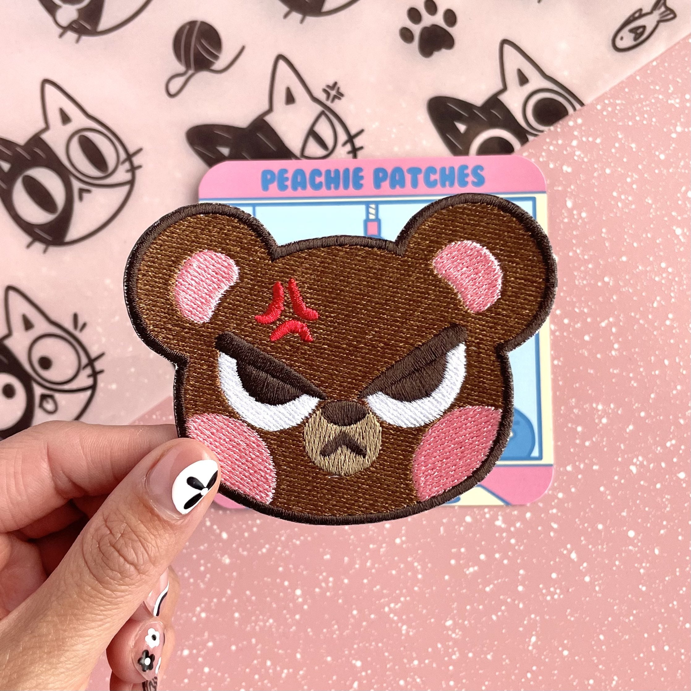 Angry Patch ANGRY BEAR EMBROIDERED IRON ON PATCH – Peachie Patches