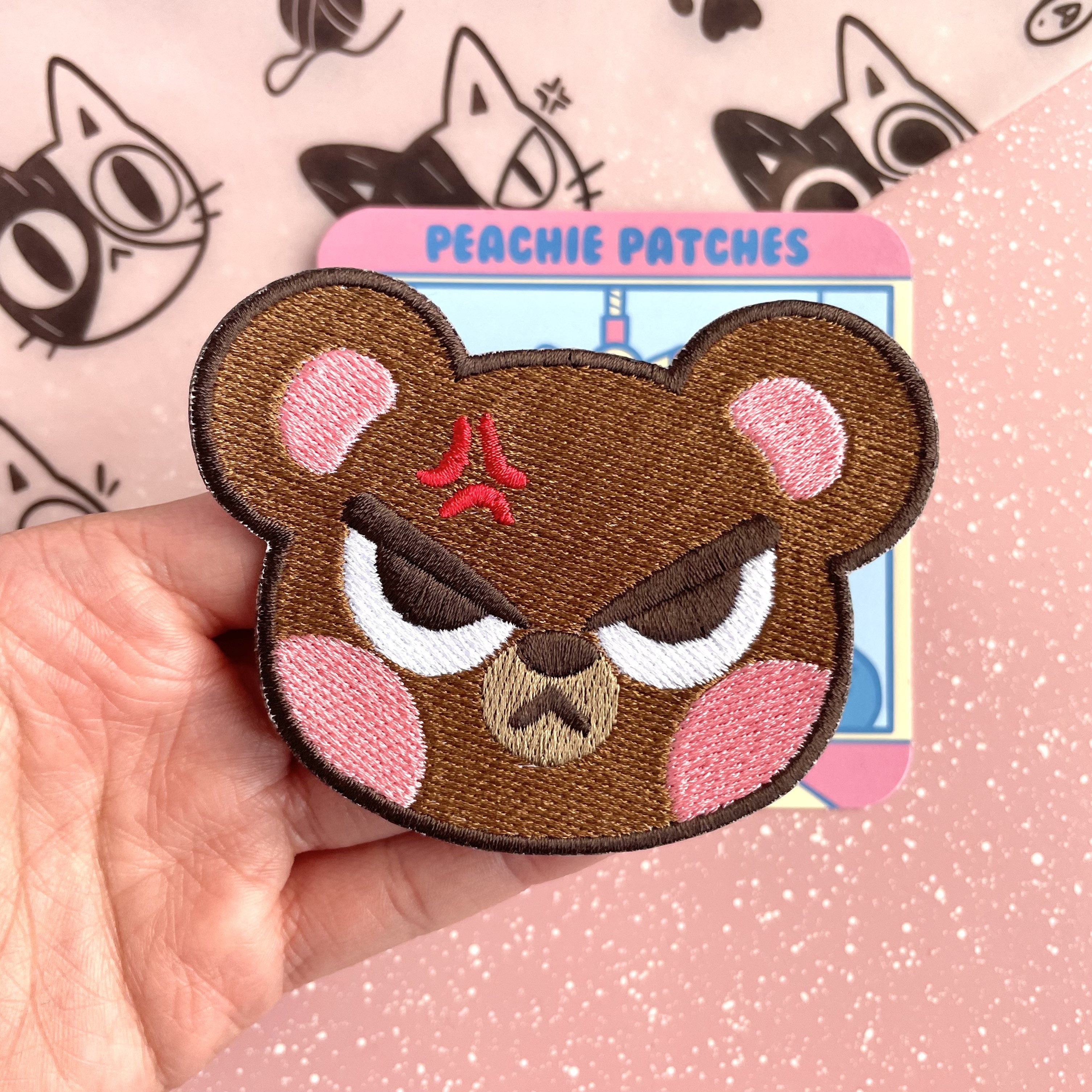 Angry Patch ANGRY BEAR EMBROIDERED IRON ON PATCH – Peachie Patches