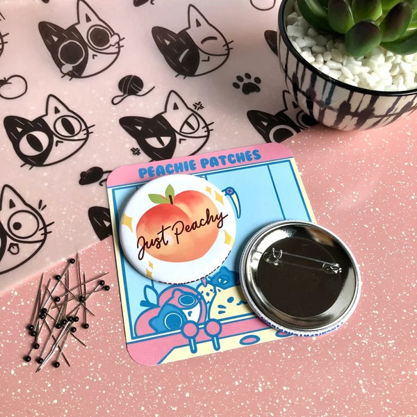JUST PEACHY PIN BACK BUTTON